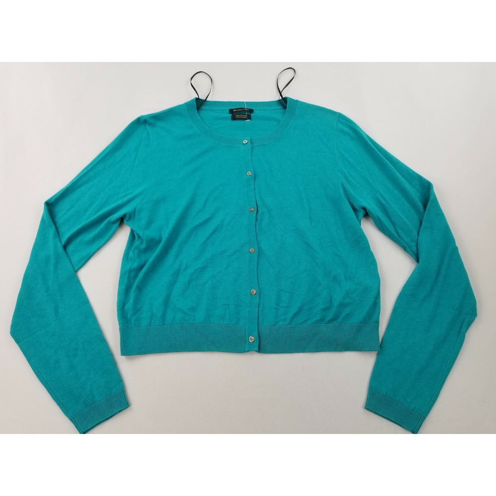 Massimo Dutti Women Teal Blue Silk Cotton Knit Cardigan Sweater XS 5640/505/402